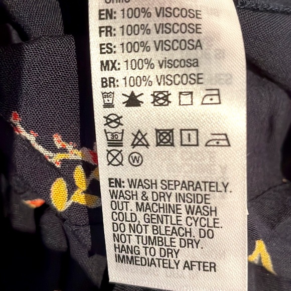 Roxy Bell Sleeve Midi Dress Size Large Navy Blue with Red Floral Print Boho - Picture 8 of 8